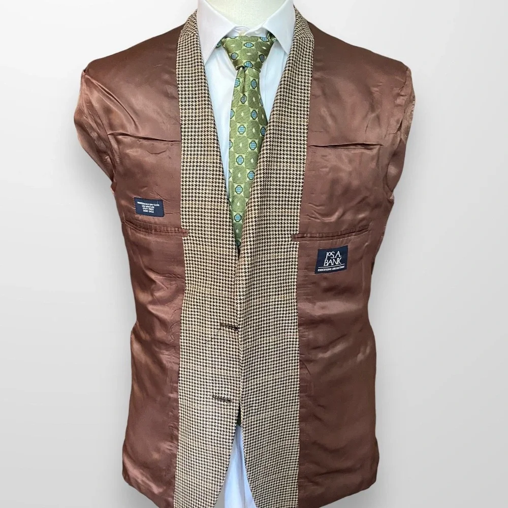 Jos A Bank Executive Wool Silk Brown Blazer Tweed Sport‎ Jacket 40R Casual